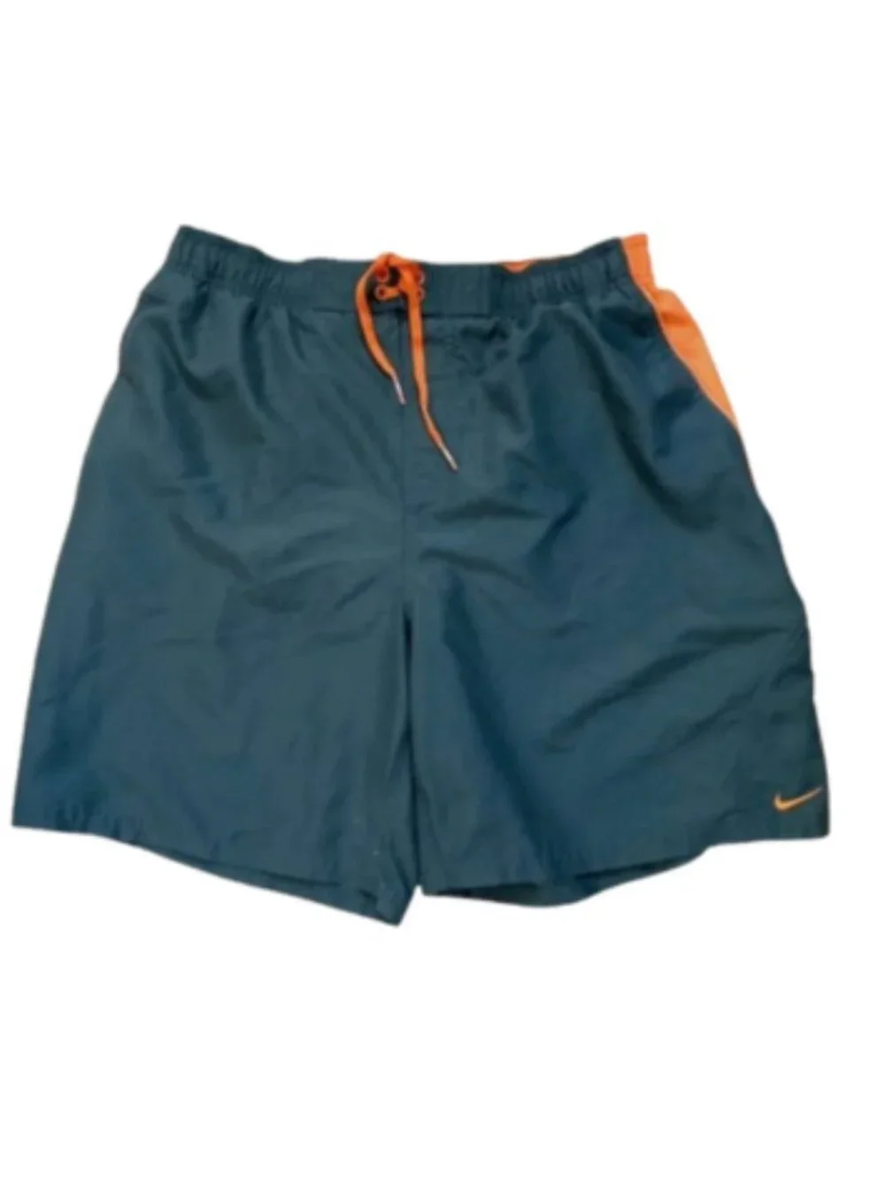 Nike Men's Swim Shorts Dark Gray with Orange Trim Pockets Mesh Liner, Size Large
